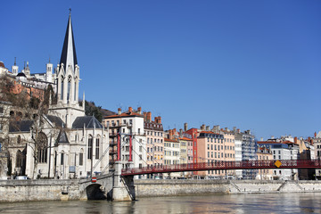 landscape of Lyon city in France in summer