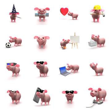 3d Little Pink Pig Collection