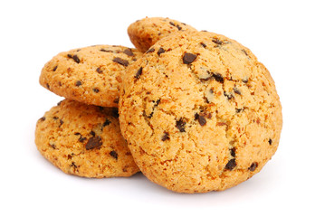 Cookies with chocolate isolated on white background