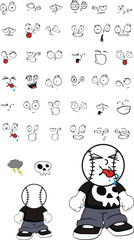 Funny baseball head kid expression pack in vector format 