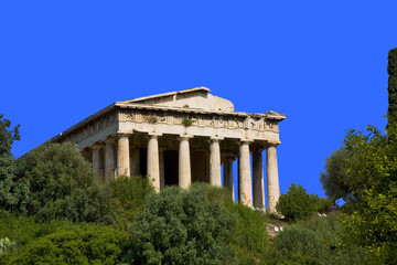 grèce; athènes; agora : hephaisteion ou theseion, temple d'hépha
