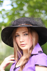 Girl in violet and black