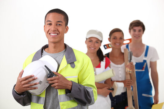 Group Of Workers Smiling