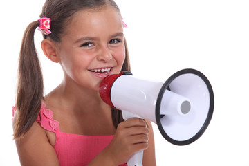 Girl with loud speaker