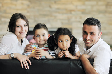 young family at home