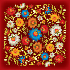 Fototapeta na wymiar abstract grunge floral ornament with flowers