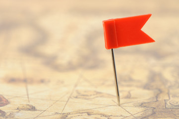 Flag red a pin on old map