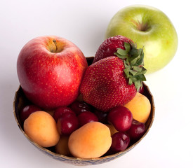 fruit, metal vase, isolated