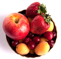 fruit, metal vase, isolated