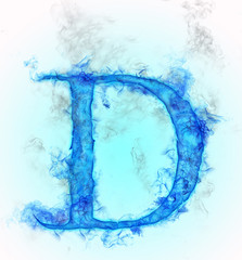 Letter D in blue ink design