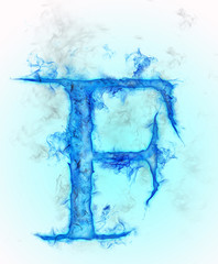 Letter F in blue ink design