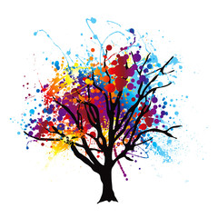 Obraz na płótnie Canvas Paint splat tree