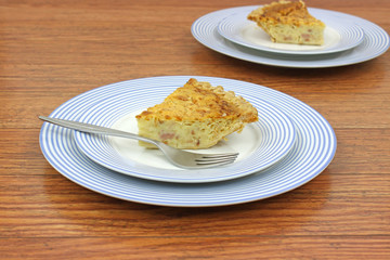 Servings of quiche lorraine