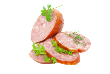 Sausage with green vegetable