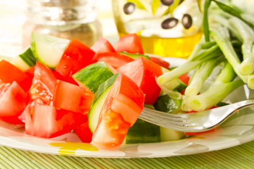 salad of cucumber and tomato