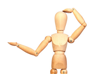 Jointed wooden mannequin looking something