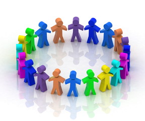 3d people in  circle