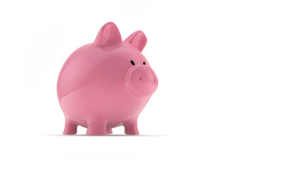 rosa sparschwein auf weiß