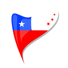 chile flag button heart shape. vector