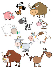 Plakaty  Kolekcja rastrowych zwierząt kreskówek