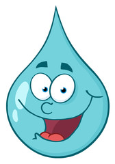 Happy Water Drop Cartoon Character