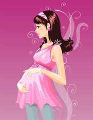 Ilustración vectorial de mujer embarazada