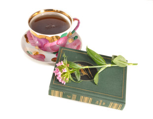 Cup of tea, the book, flower