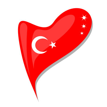 turkey in heart. Icon of turkey national flag. vector