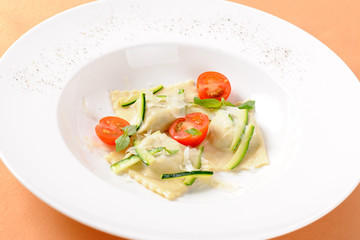 Ravioli in a white plate