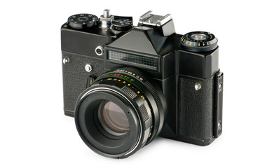 Vintage film camera isolated on white