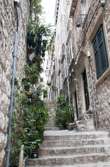 Narrow streets of the Walled City of Dubrovnic Croatia