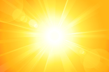 Bright vector sun with lens flare - obrazy, fototapety, plakaty
