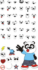 Fototapeta na wymiar panda bear kid cartoon set9
