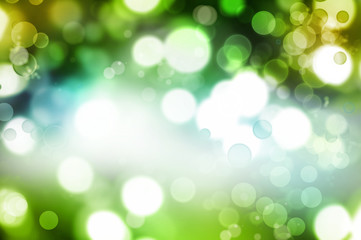 Blurred green bokeh lights abstract background