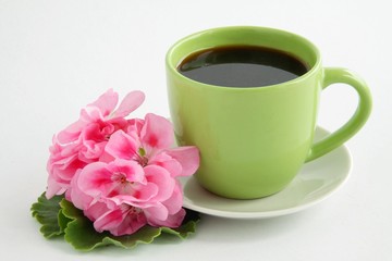 coffee in green ceramic cup