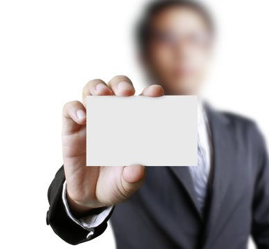 business card in a hand
