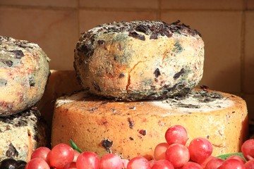 Food, Auslage, Käse, Pecorino, Pienza, Toskana, Italien