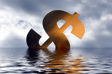 Dollar symbol versinkt im Wasser