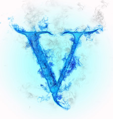 Letter V in blue ink design