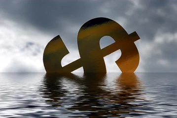 Foto auf Acrylglas Dollar symbol versinkt im Wasser © britta60