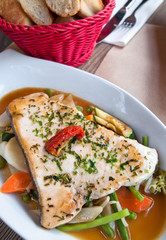 grilled seafood and vegetables