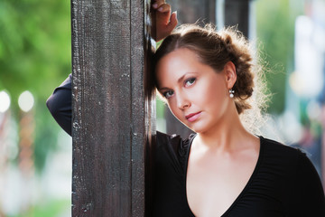 Beautiful woman on the porch