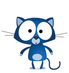 Cartoon blue cat isolated on white background