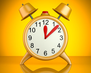 Alarm clock on orange background