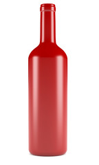 Red wine bottle isolated on white background