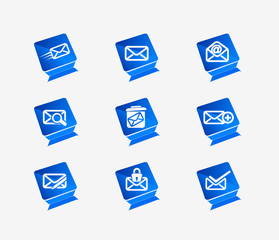 blue email icon set