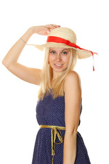 Blonde in a straw hat