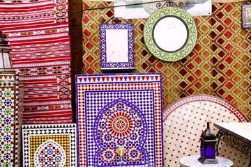 arab mosaic deco tiles and fabric decoration