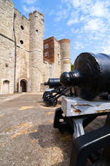 Fototapeta na wymiar Cannon on the battlements at Upnor castle