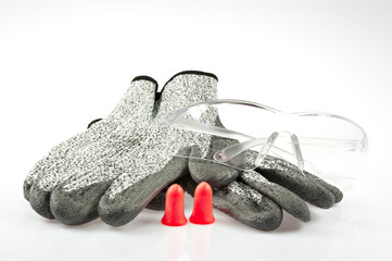 Arbeitshandschuhe, Geh&ouml;rschutz und Sicherheitsbrille I